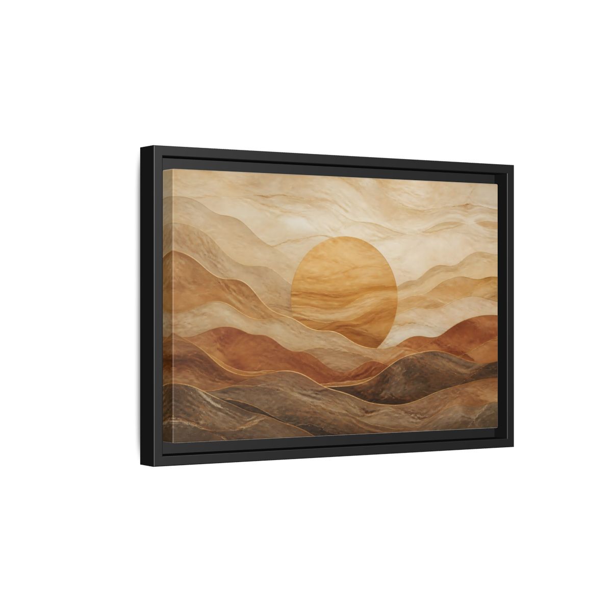 Side Mockup 6. Sandstone Sunscape shown as framed canvas print