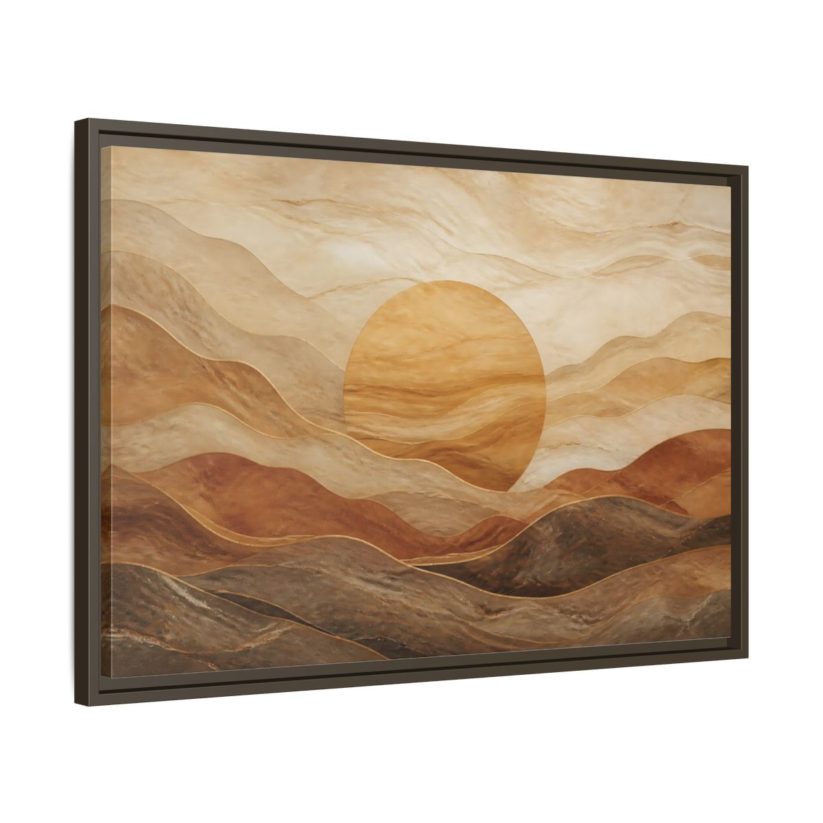 Side Mockup 11. Sandstone Sunscape shown as framed canvas print