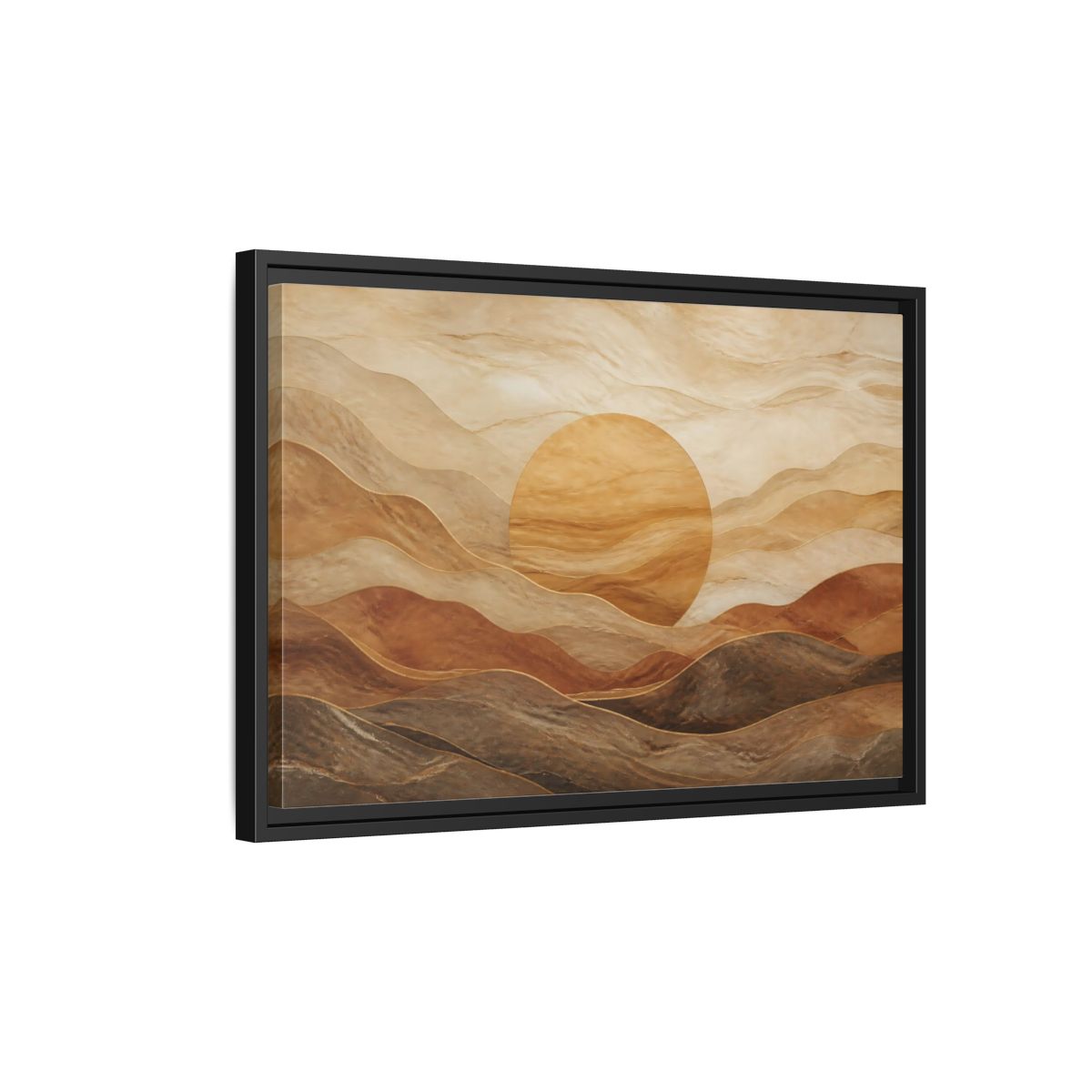 Side Mockup 3. Sandstone Sunscape shown as framed canvas print