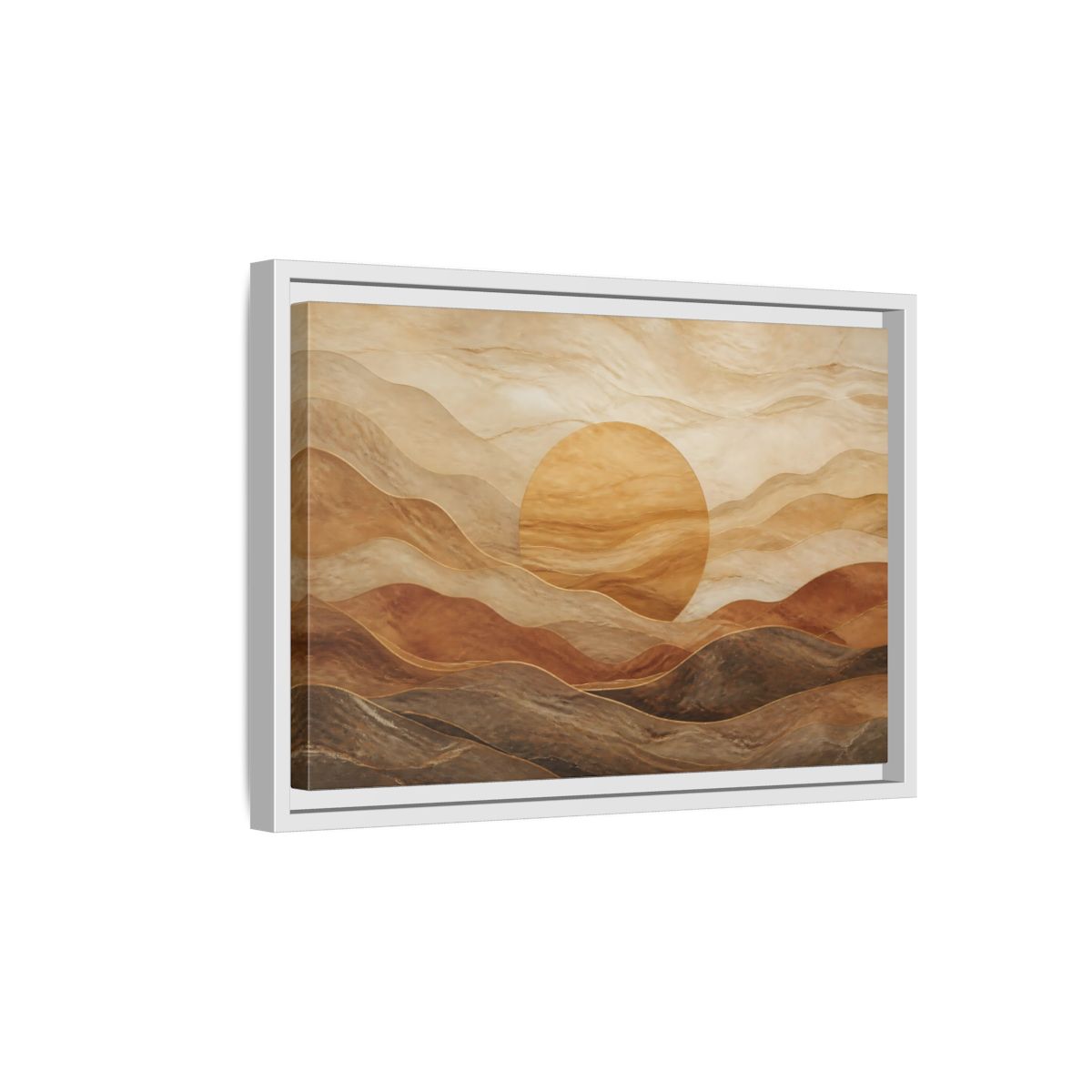Side Mockup 4. Sandstone Sunscape shown as framed canvas print