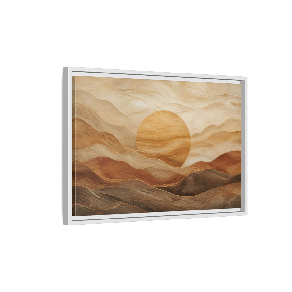 Side Mockup 1. Sandstone Sunscape shown as framed canvas print