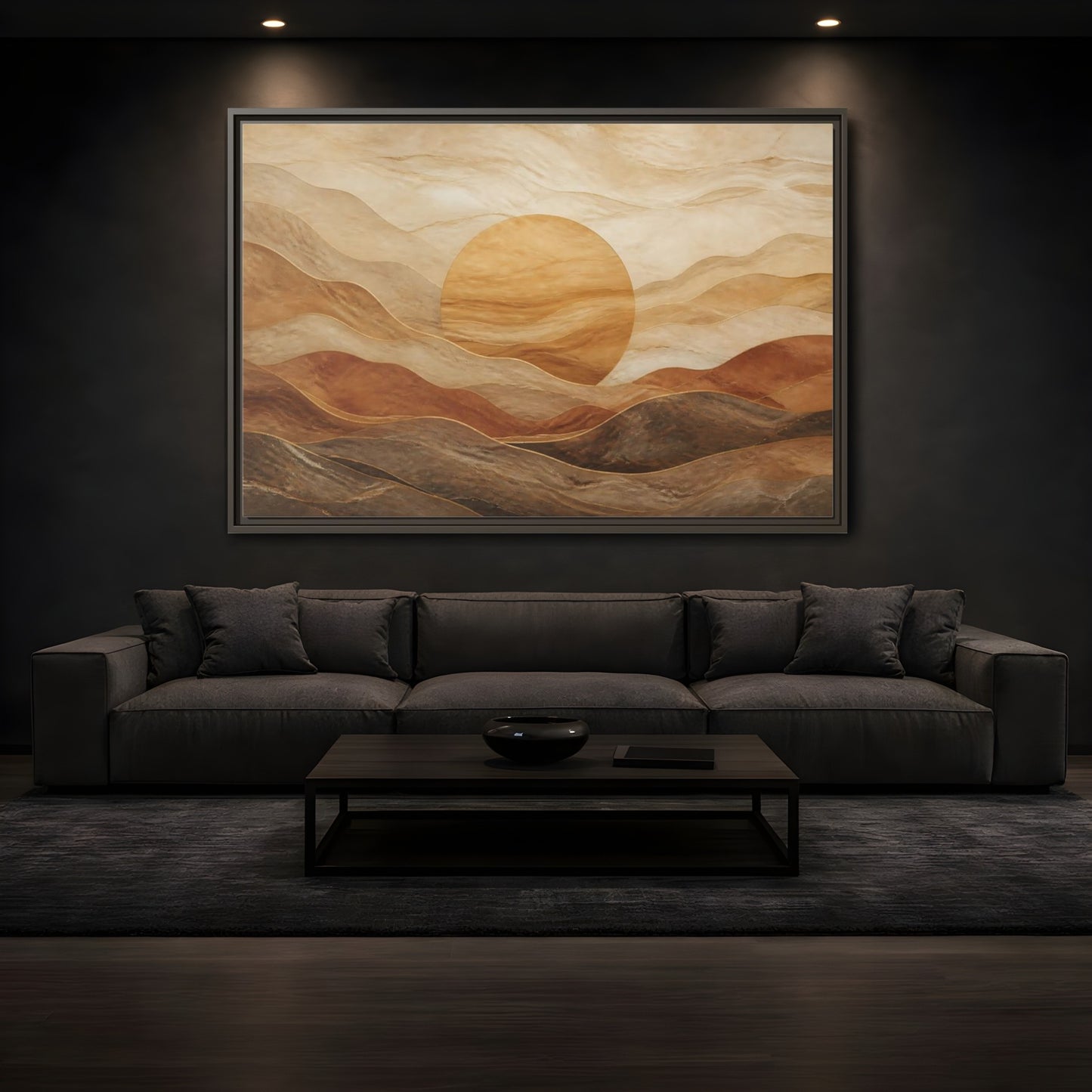 Mockup 3. Sandstone Sunscape shown as framed canvas print