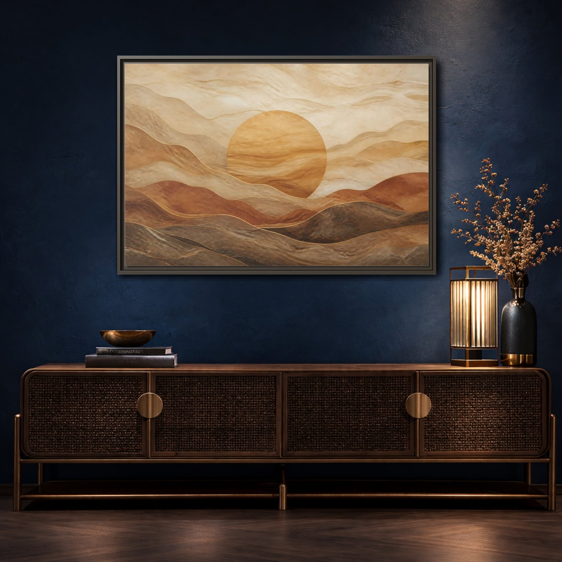 Mockup 4. Sandstone Sunscape shown as framed canvas print