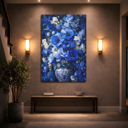 Mockup 2. Sapphire Floral Bouquet shown as canvas print