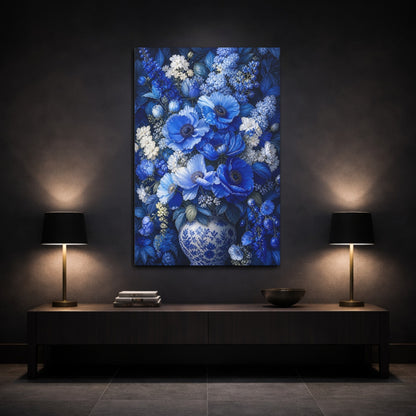 Mockup 3. Sapphire Floral Bouquet shown as canvas print