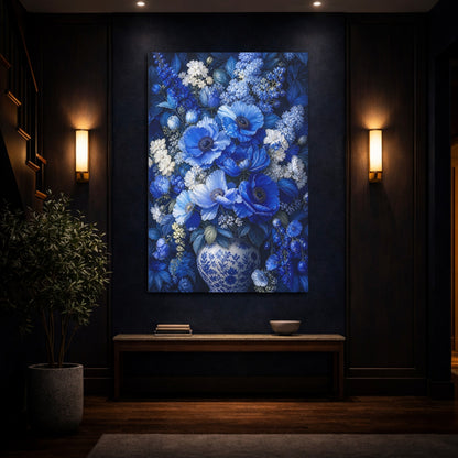 Mockup 4. Sapphire Floral Bouquet shown as canvas print