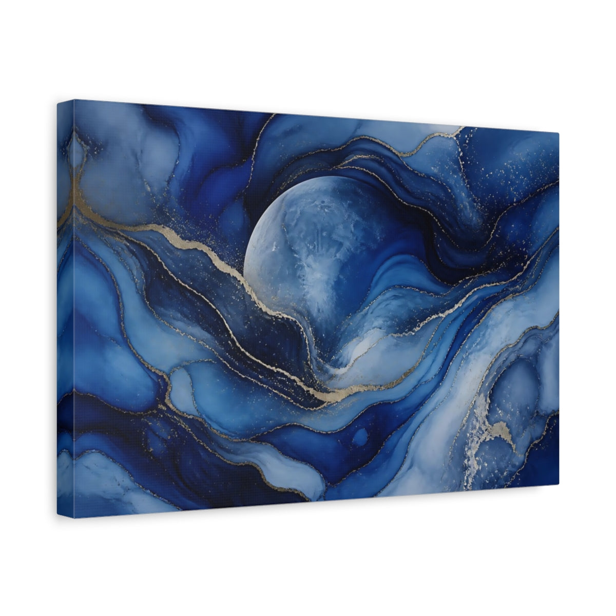 Side Mockup 4. Sapphire Moon Flow shown as canvas print