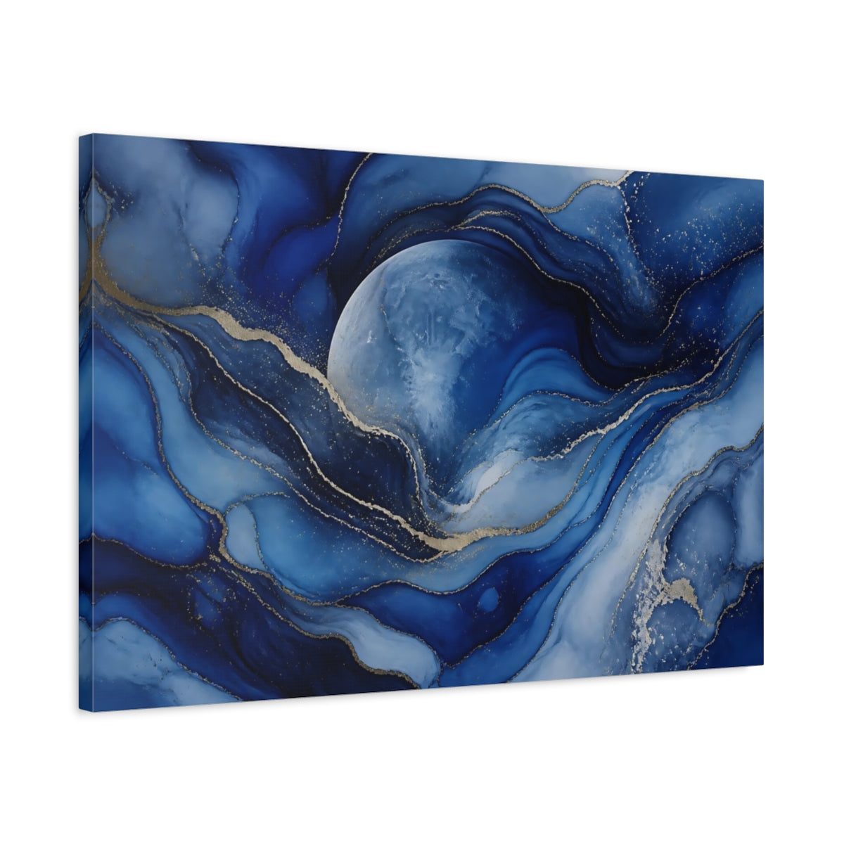 Side Mockup 2. Sapphire Moon Flow shown as canvas print