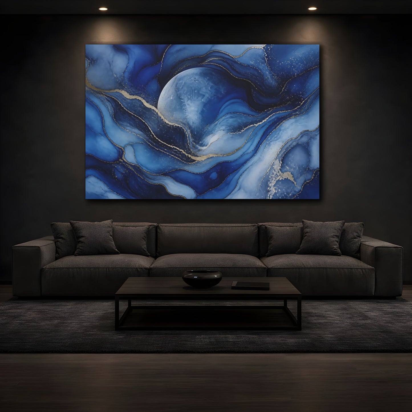 Mockup 3. Sapphire Moon Flow shown as canvas print