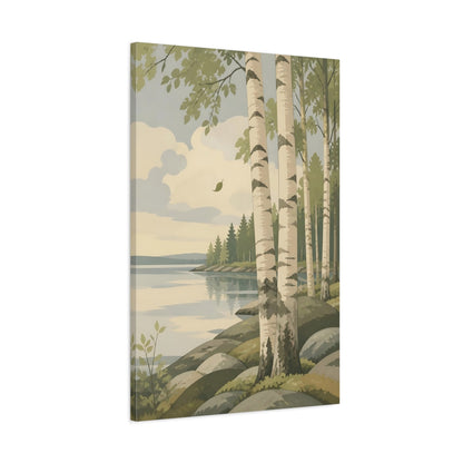 Main Mockup. Scandinavian Birch Grove shown as canvas print