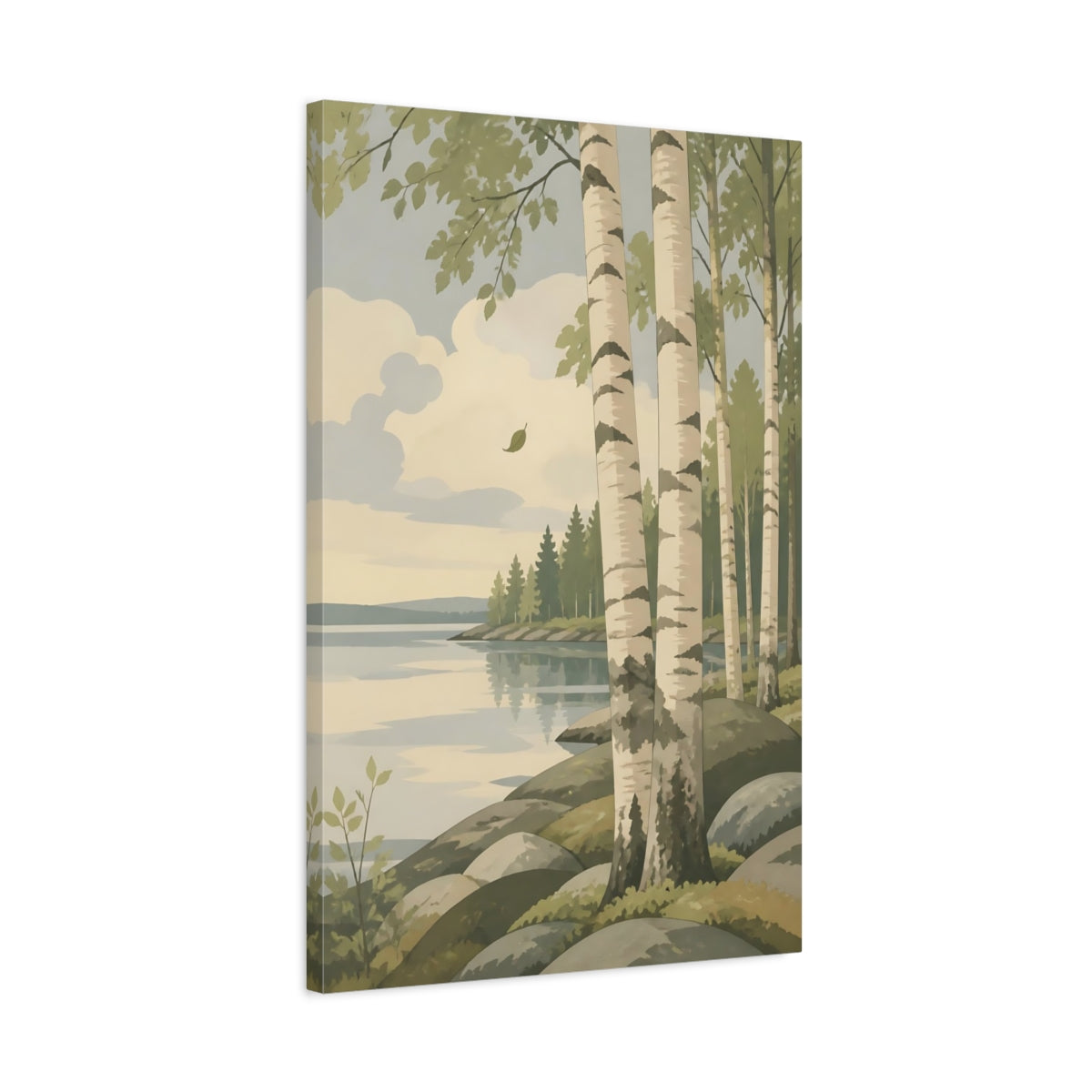 Side Mockup 2. Scandinavian Birch Grove shown as canvas print