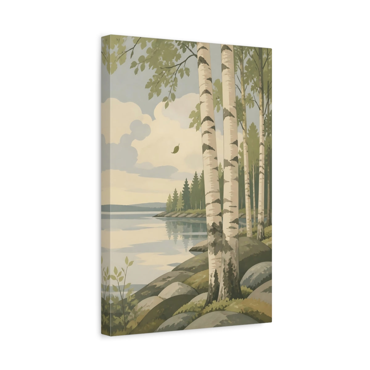 Side Mockup 4. Scandinavian Birch Grove shown as canvas print