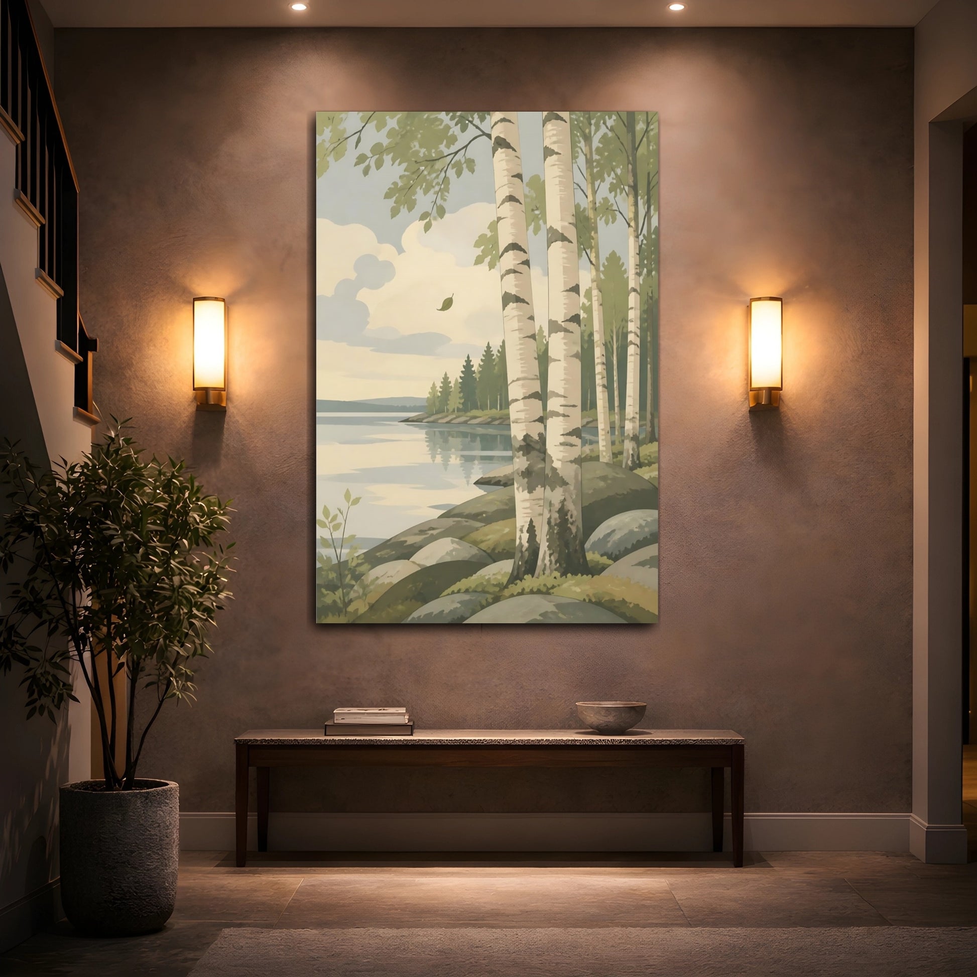Mockup 2. Scandinavian Birch Grove shown as canvas print