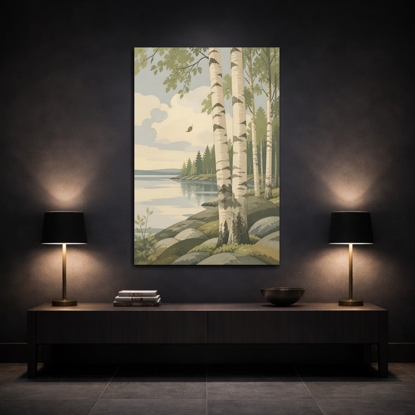 Mockup 3. Scandinavian Birch Grove shown as canvas print