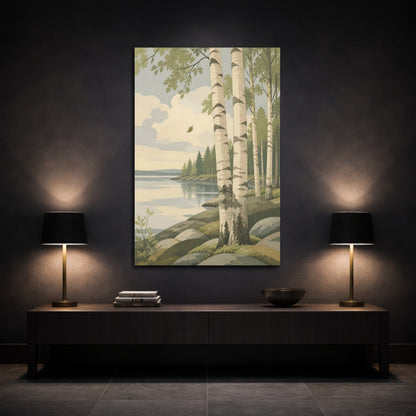 Mockup 3. Scandinavian Birch Grove shown as canvas print