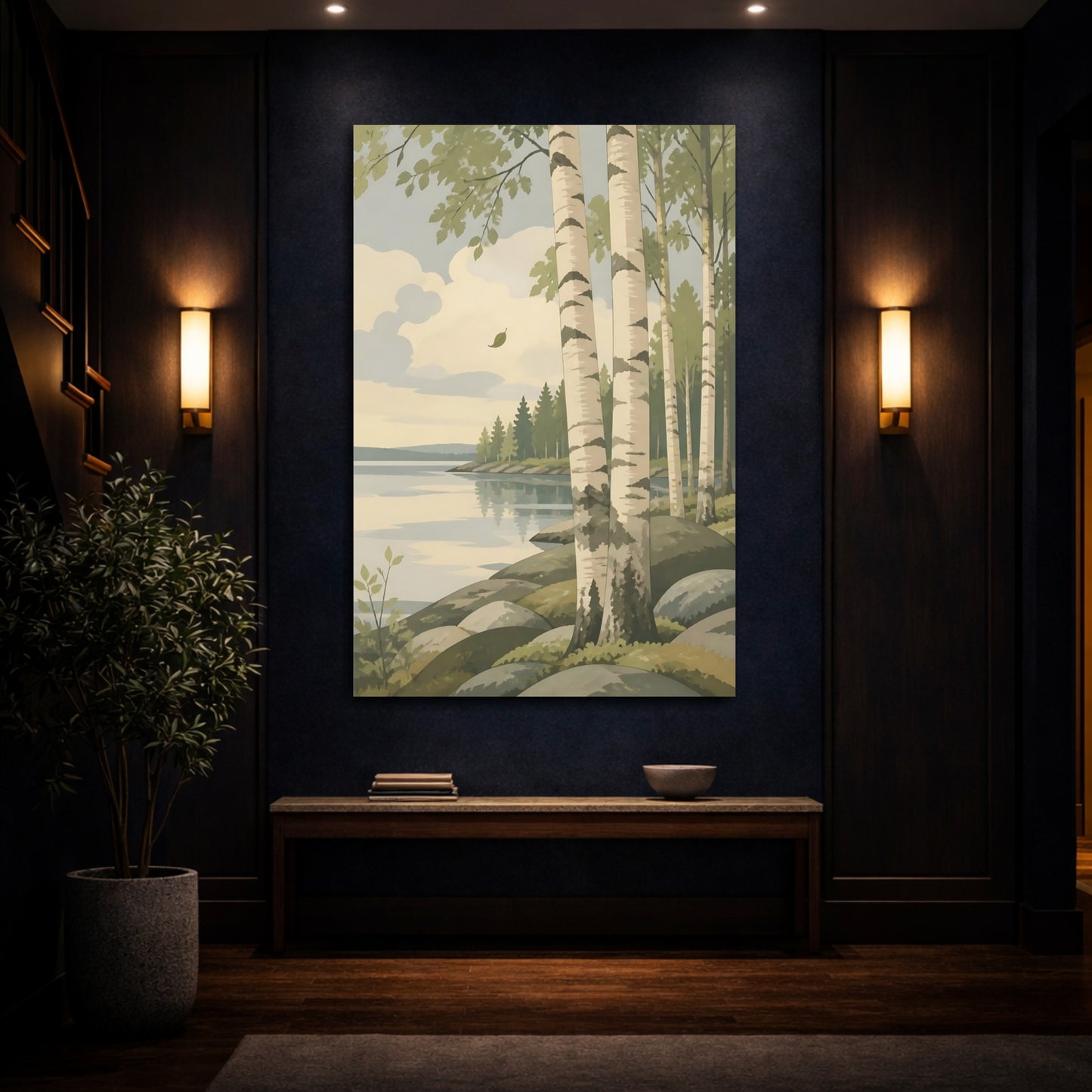 Mockup 4. Scandinavian Birch Grove shown as canvas print