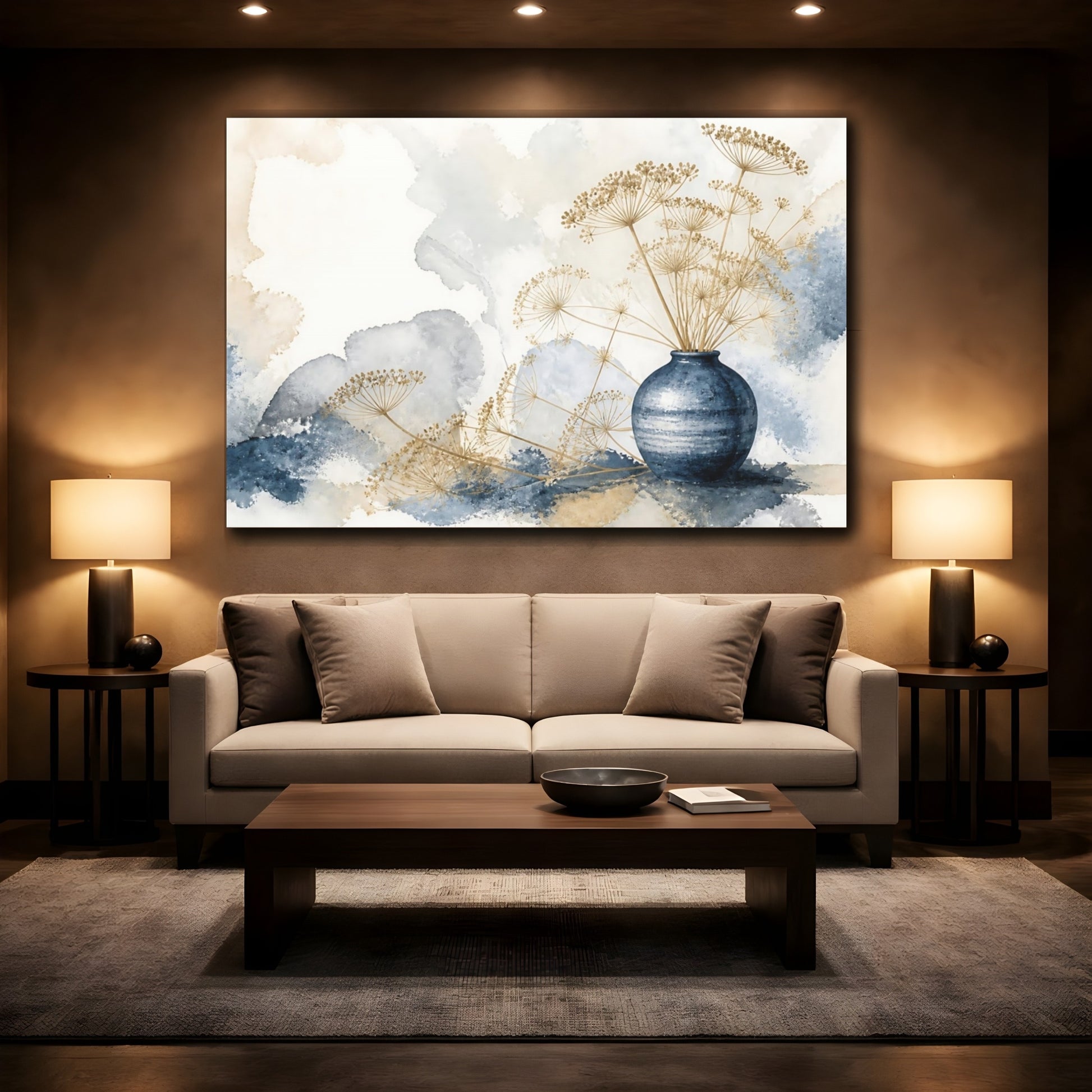 Mockup 2. Scandinavian Blue Vase shown as canvas print