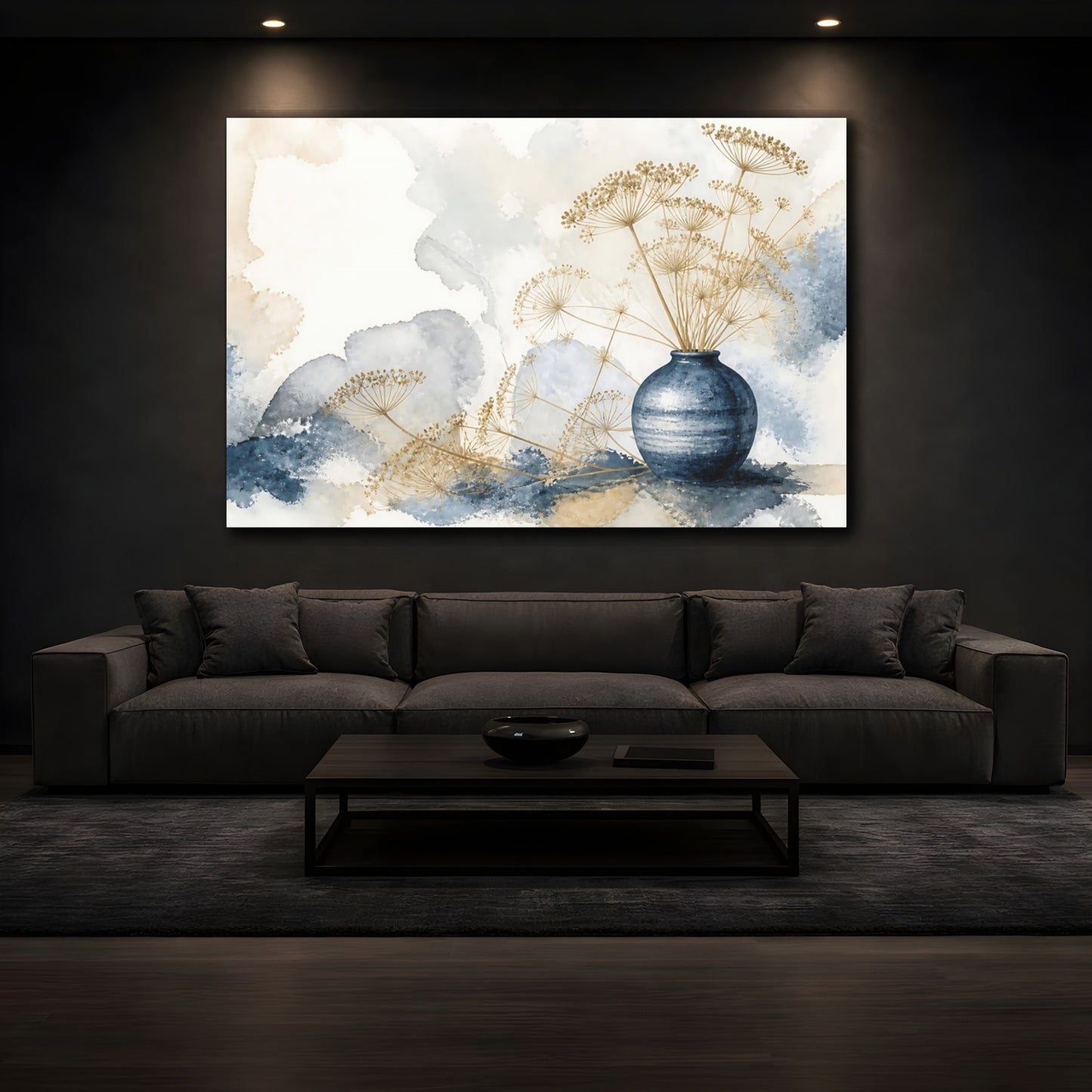 Mockup 3. Scandinavian Blue Vase shown as canvas print
