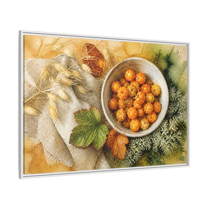 Side Mockup 7. Scandinavian Cloudberry Bowl shown as framed canvas print