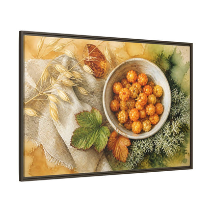 Side Mockup 8. Scandinavian Cloudberry Bowl shown as framed canvas print