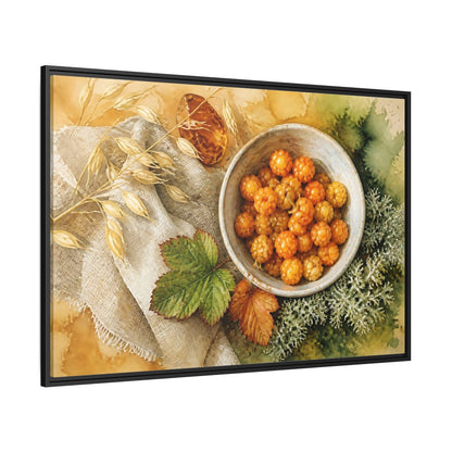 Side Mockup 12. Scandinavian Cloudberry Bowl shown as framed canvas print
