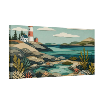Side Mockup 1. Scandinavian Coastal Lighthouse shown as canvas print