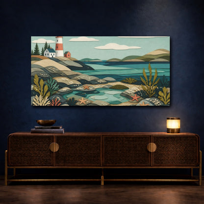 Mockup 4. Scandinavian Coastal Lighthouse shown as canvas print