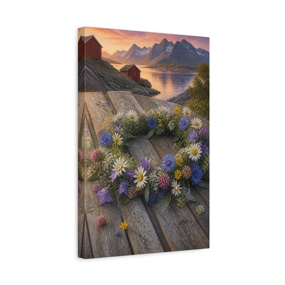 Side Mockup 4. Scandinavian Flower Wreath shown as canvas print