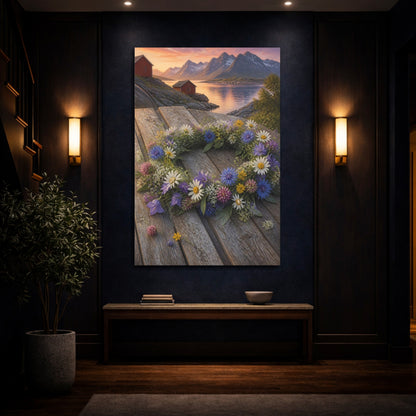 Mockup 4. Scandinavian Flower Wreath shown as canvas print