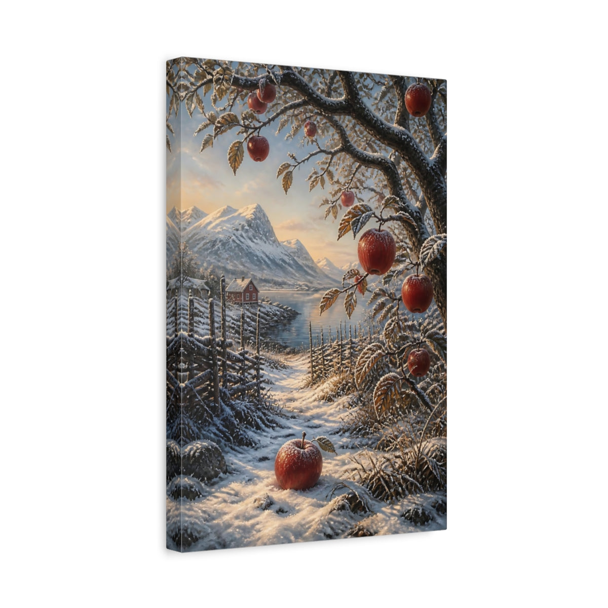 Side Mockup 4. Scandinavian Frosted Apples shown as canvas print
