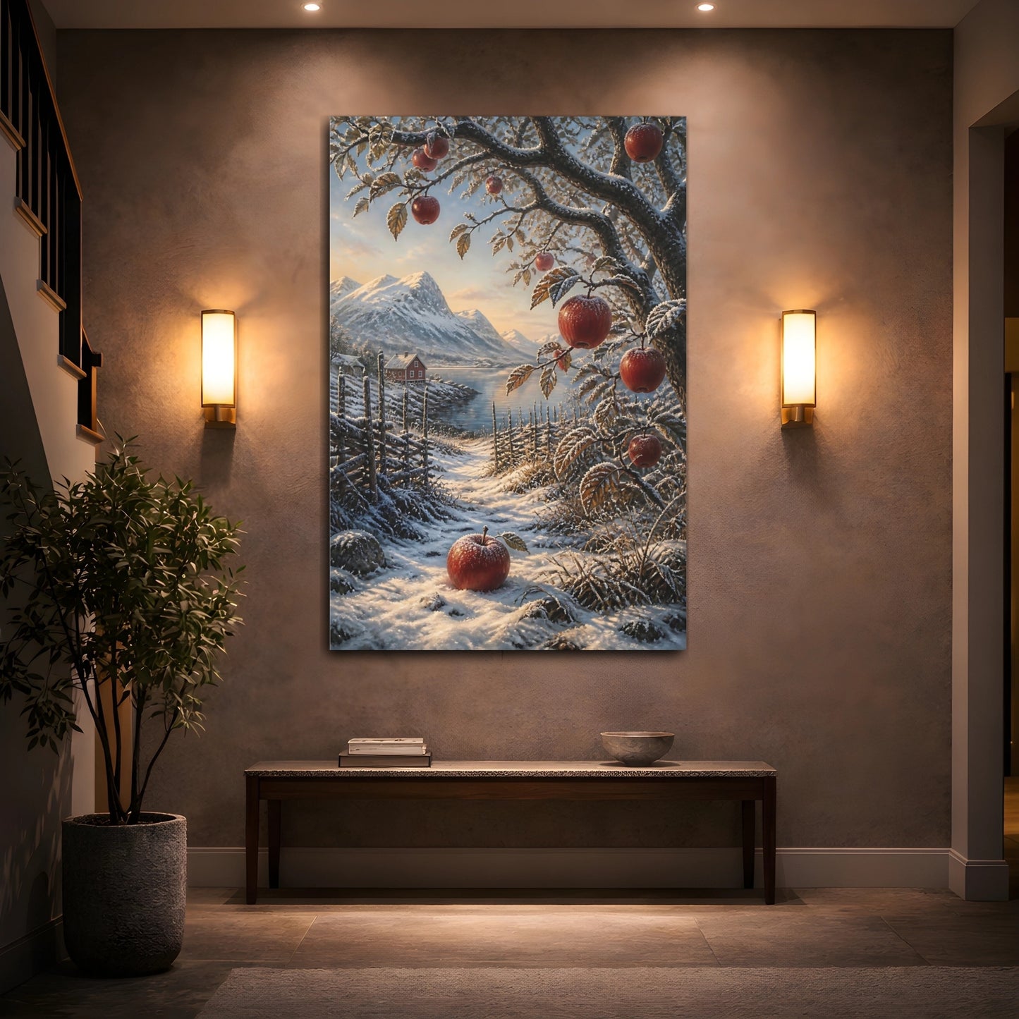 Mockup 2. Scandinavian Frosted Apples shown as canvas print
