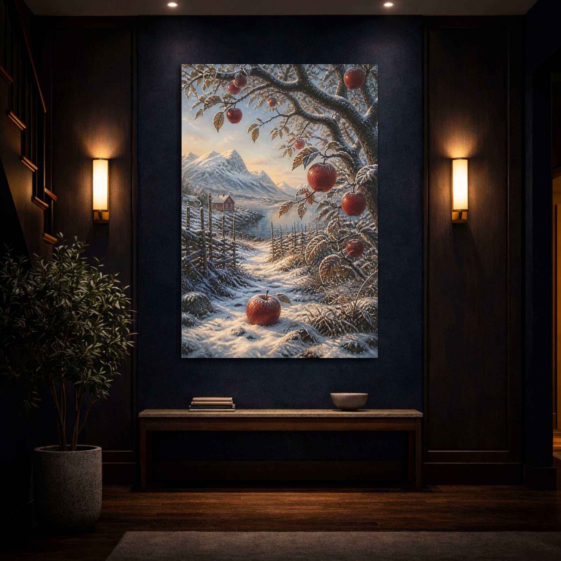 Mockup 4. Scandinavian Frosted Apples shown as canvas print