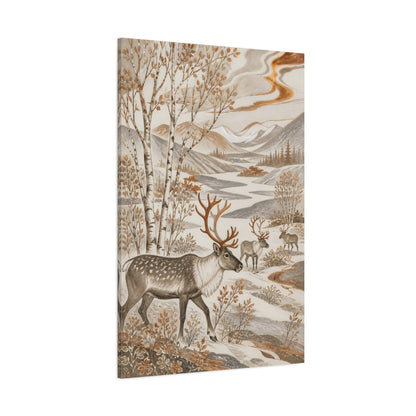 Side Mockup 1. Scandinavian Reindeer Meadow shown as canvas print