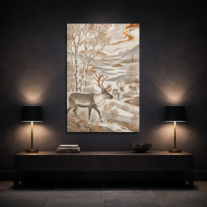 Mockup 3. Scandinavian Reindeer Meadow shown as canvas print