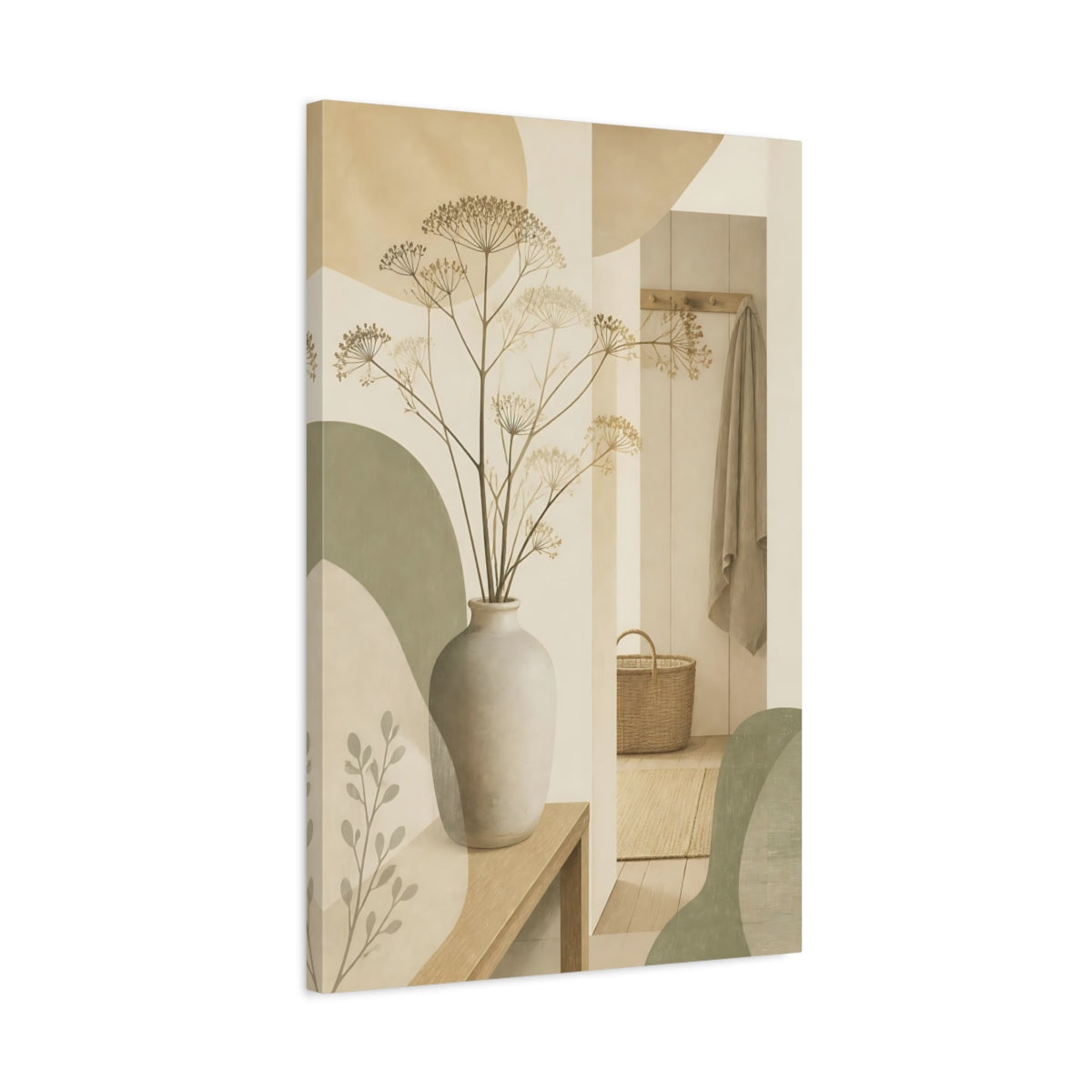 Side Mockup 2. Scandinavian Stoneware Vase shown as canvas print