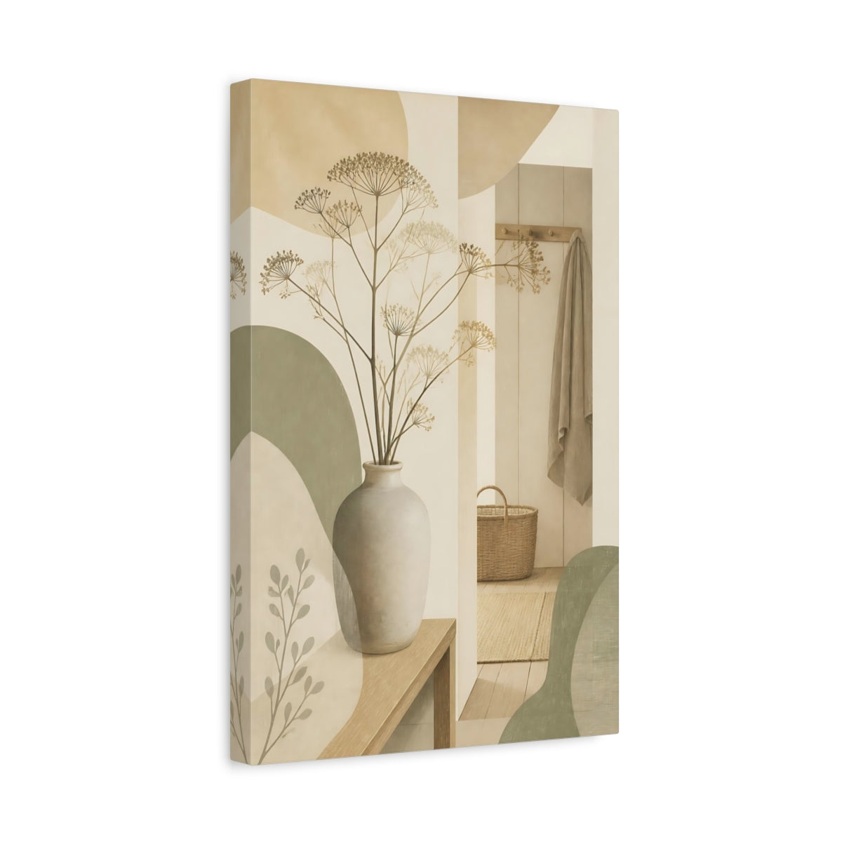 Side Mockup 4. Scandinavian Stoneware Vase shown as canvas print