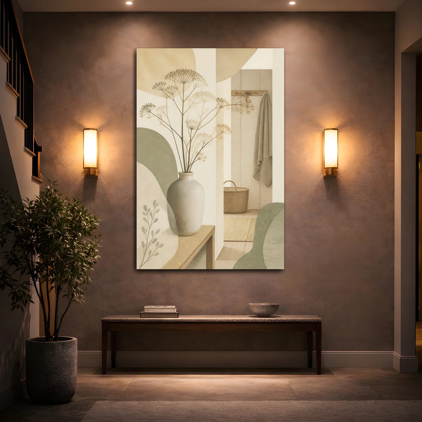 Mockup 2. Scandinavian Stoneware Vase shown as canvas print