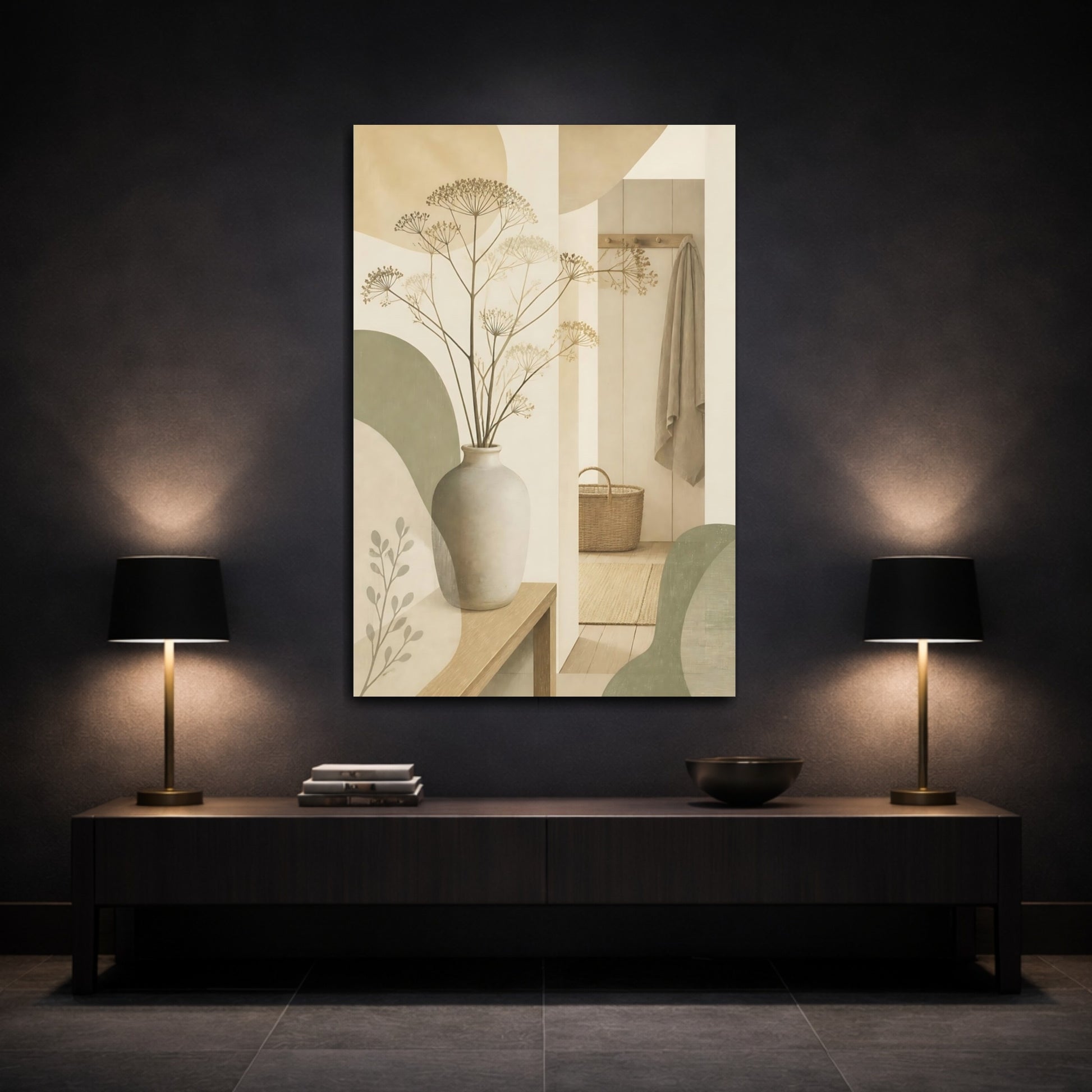 Mockup 3. Scandinavian Stoneware Vase shown as canvas print