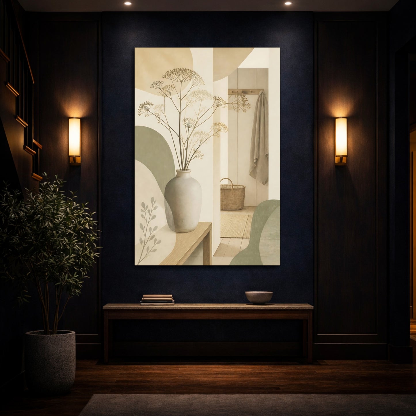 Mockup 4. Scandinavian Stoneware Vase shown as canvas print