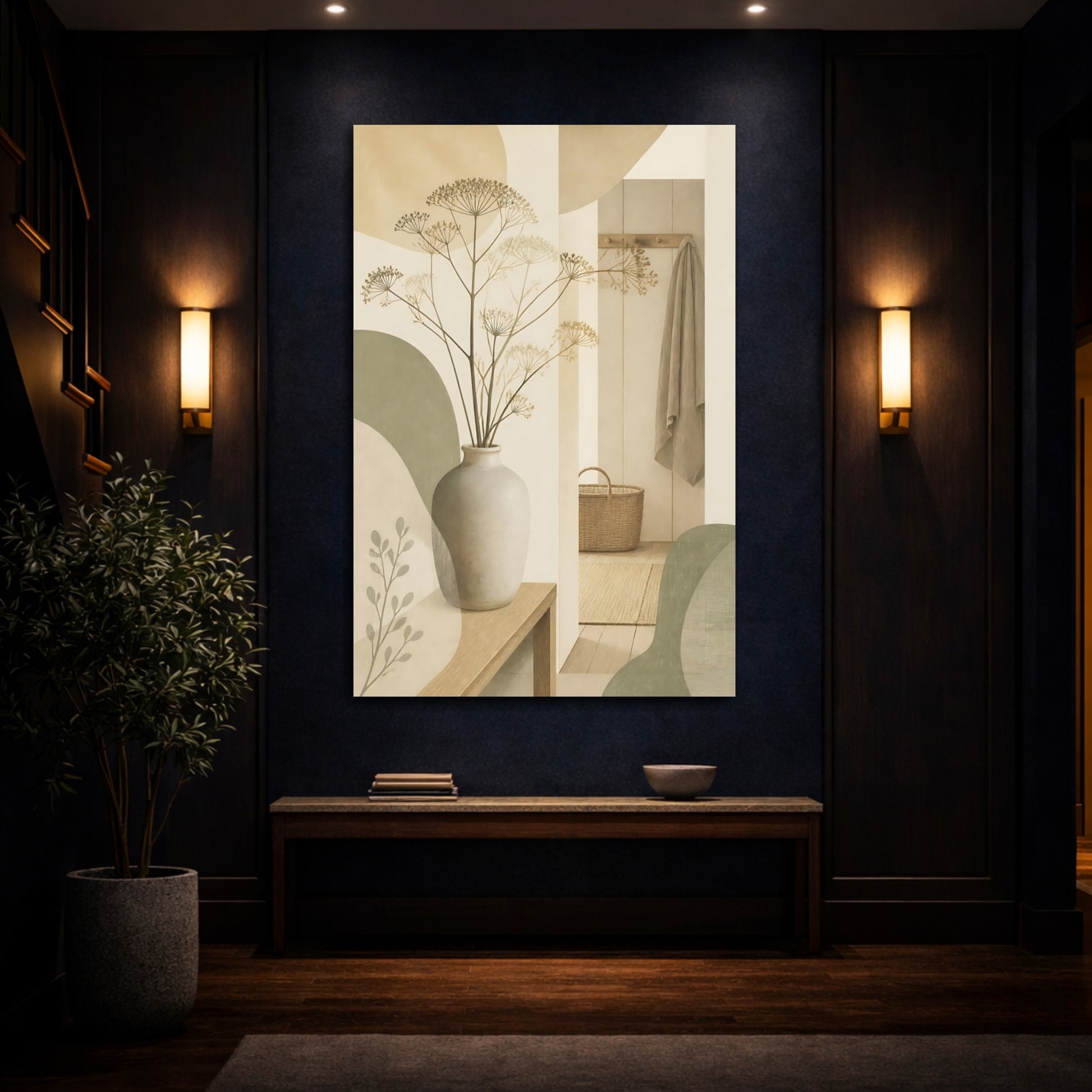 Mockup 4. Scandinavian Stoneware Vase shown as canvas print