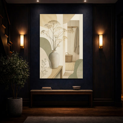 Mockup 4. Scandinavian Stoneware Vase shown as canvas print