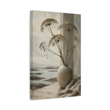 Side Mockup 4. Scandinavian Vase With Seed Heads shown as canvas print