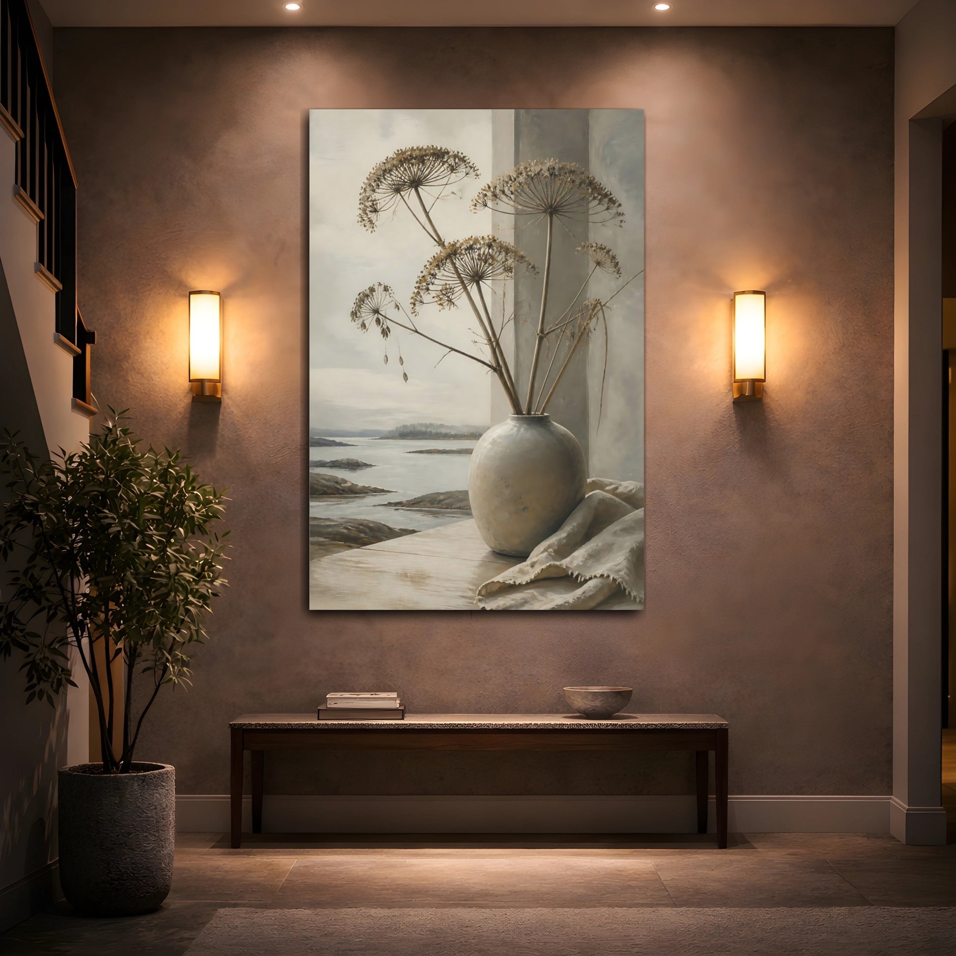 Mockup 2. Scandinavian Vase With Seed Heads shown as canvas print