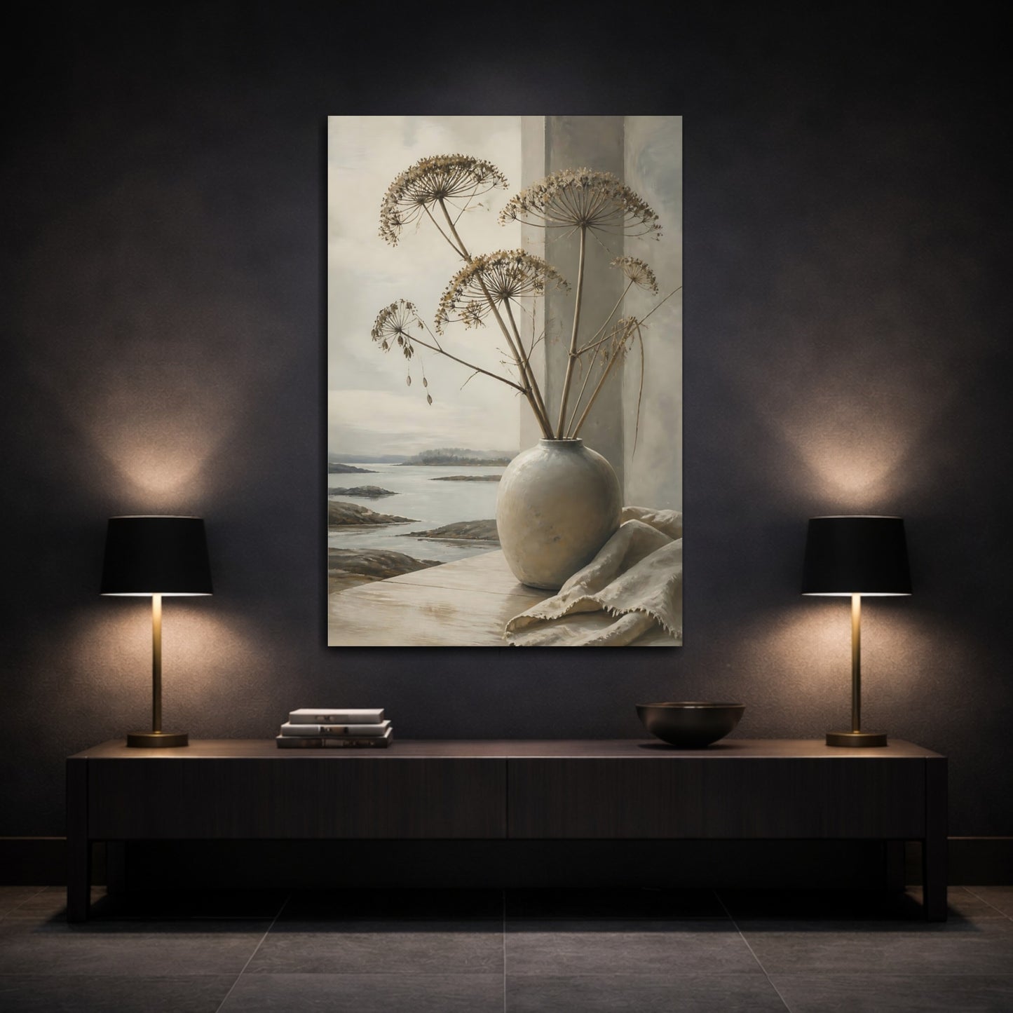 Mockup 3. Scandinavian Vase With Seed Heads shown as canvas print