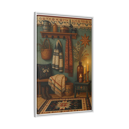 Side Mockup 9. Scandinavian Wool Blanket shown as framed canvas print