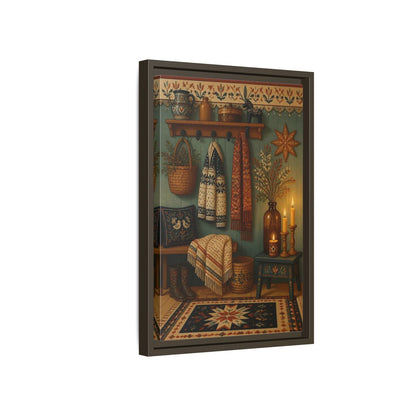Side Mockup 5. Scandinavian Wool Blanket shown as framed canvas print