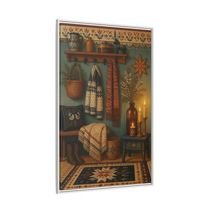 Side Mockup 7. Scandinavian Wool Blanket shown as framed canvas print