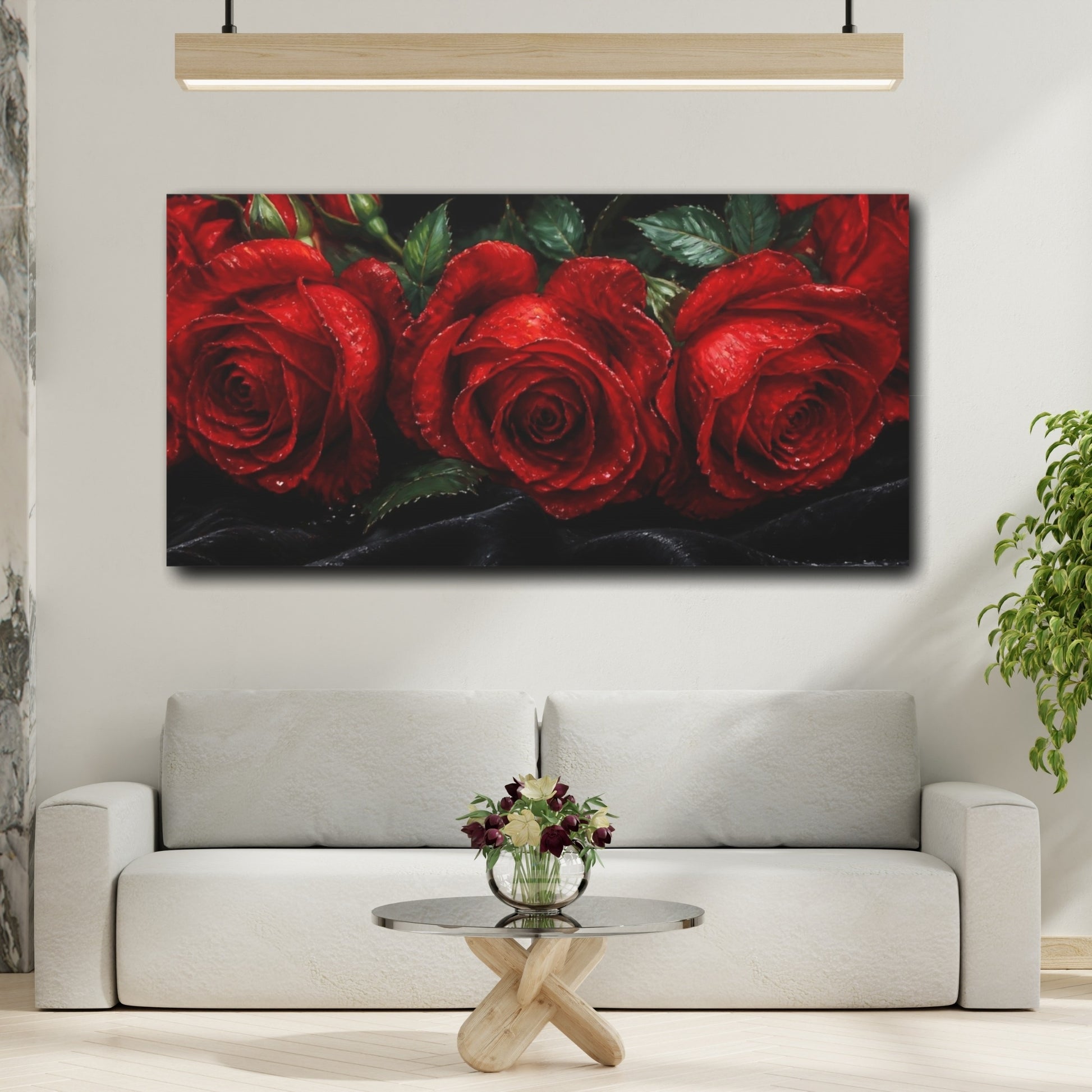 Mockup 2. Scarlet Roses On Velvet shown as canvas print