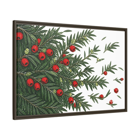 Main Mockup. Scarlet Yew Branches shown as framed canvas print