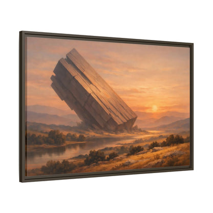 Main Mockup. Science Fiction Abstract Monolith Orange Landscape shown as stretched canvas wall art